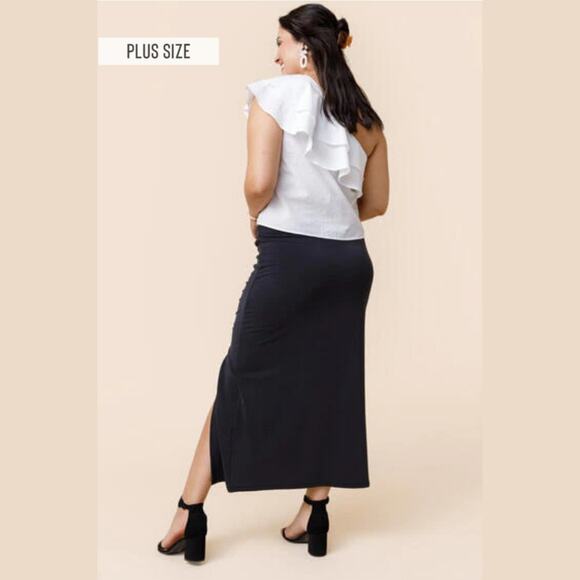 Francesca's Collection Kelly Cinched Side Midi Skirt 3X NWT - Picture 3 of 10